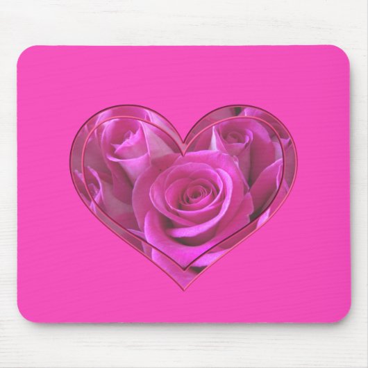 Roze Roos Hart Muismat (Voorkant)
