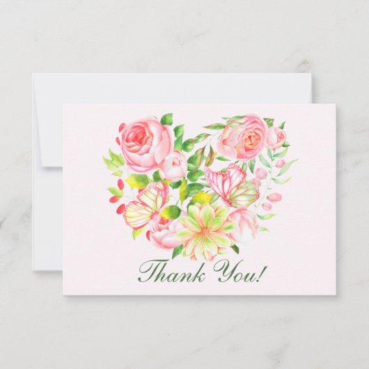 Roze Roos Hartelijk Dank Kaarten (Voorkant)