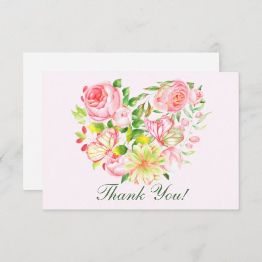 Roze Roos Hartelijk Dank Kaarten (Voorkant / Achterkant)