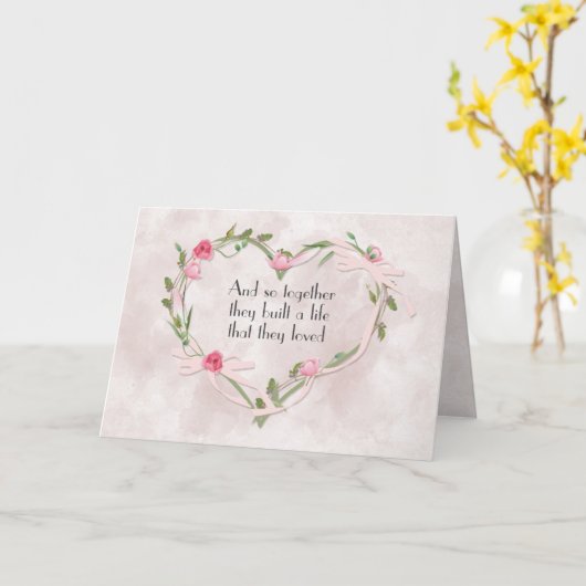 Roze Roos Heart Kaart (Gele Bloem)