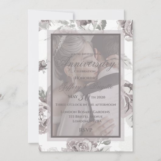 Roze roos-herdenkingsfoto aankondiging (Voorkant)