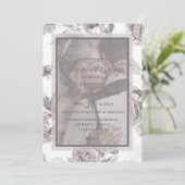 Roze roos-herdenkingsfoto aankondiging (Staand voorkant)