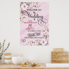 Roze Roos Hibiscus Trouw Welkom Poster