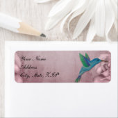 Roze Roos Hummingbird Bruiloft Labels (Insitu)