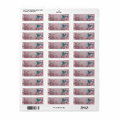Roze Roos Hummingbird Bruiloft Labels (Full Sheet)