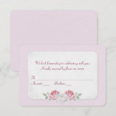 Roze Roos huwelijks RSVP Kaart (Voorkant / Achterkant)