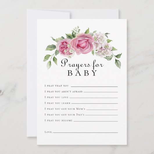 Roze Roos Hydrangea Bloemenboog Gebed voor Baby Kaart (Voorkant)