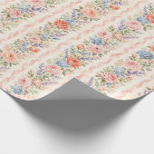 Roze Roos Hydrangea Bloemstreep Cadeau Cadeaupapier (Hoek)