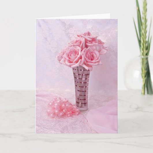 Roze roos III Feestdagen Kaart (Voorkant)