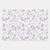 Roze Roos Ijsblauw en Wit Patroon Inpakpapier Vel (Voorkant)