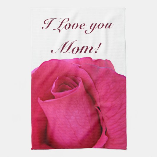 Roze Roos Ik Hou Van Jou Moeder Theedoek (Verticaal)