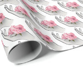 roze roos in de hand cadeaupapier (Rol Hoek)
