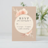 Roze roos in een lijst Botanische bruiloft RSVP (Staand voorkant)