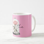Roze Roos in Glas Koffiemok (Voorkant rechts)