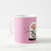 Roze Roos in Glas Koffiemok (Voorkant links)