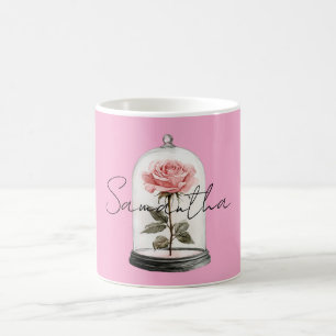 Roze Roos in Glas Koffiemok