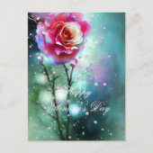 Roze roos in regenachtige valentijn briefkaart (Voorkant)