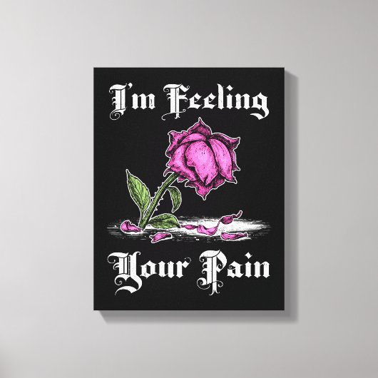 Roze Roos in Wanhoop Witte Tekst Canvas Afdruk (Voorkant)