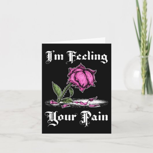 Roze Roos in Wanhoop Witte Tekst Kaart (Voorkant)
