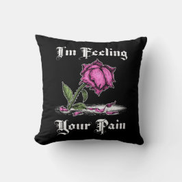 Roze roos in wanhoop Witte tekst Kussen