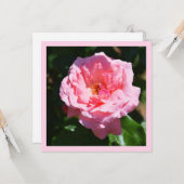 Roze roos kaart (Voorkant / Achterkant in situ)