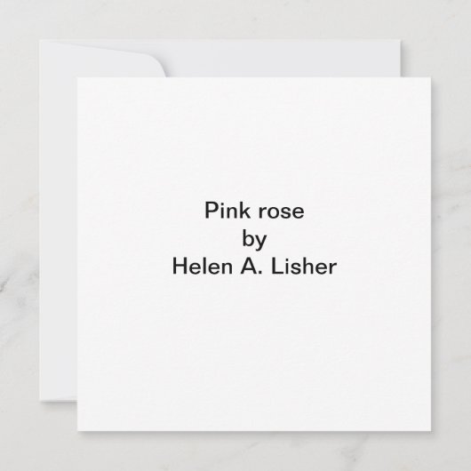 Roze roos kaart (Achterkant)