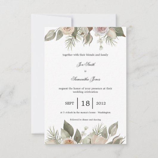 Roze roos kaart (Voorkant)