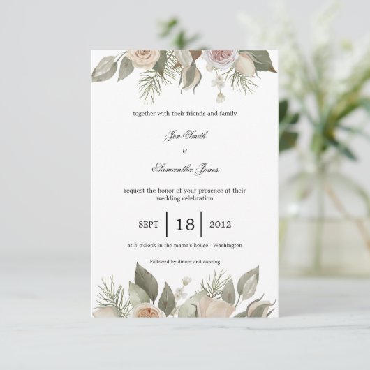 Roze roos kaart (Staand voorkant)