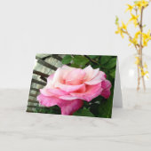 Roze Roos Kaart (Gele Bloem)