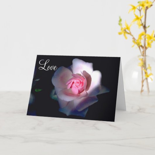 Roze Roos Kaart (Gele Bloem)