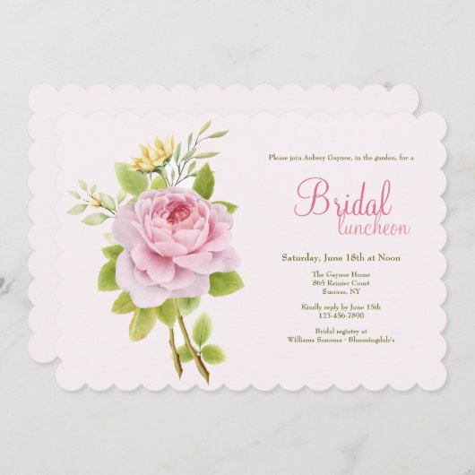 Roze Roos Kaart (Voorkant / Achterkant)