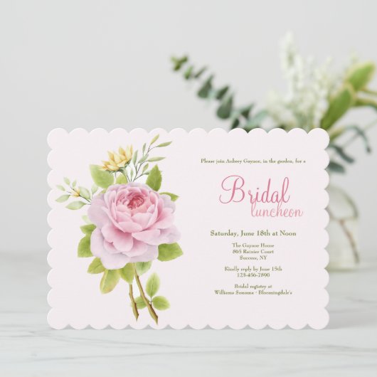 Roze Roos Kaart (Staand voorkant)