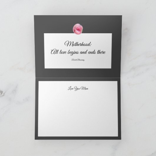 Roze Roos Kaleidoscoop Grijs Moederdagkaart Feestdagen Kaart (Binnen)