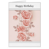  Roze Roos & Kant Wenskaart (Voorkant)