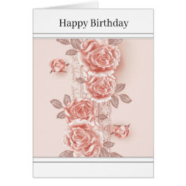  Roze Roos & Kant Wenskaart