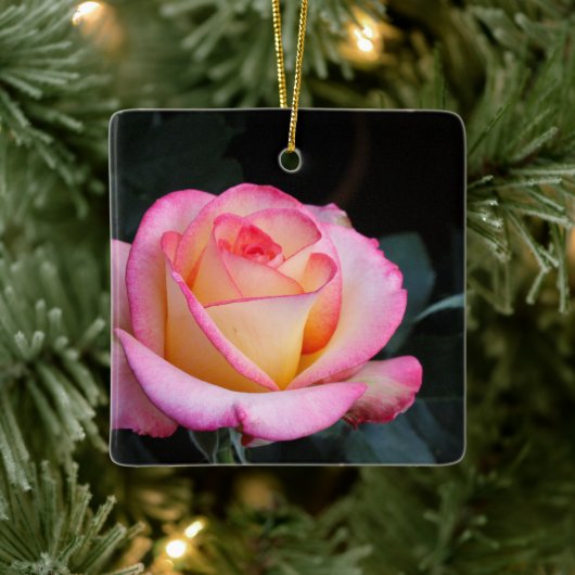 Roze Roos Keramisch Ornament (Boom)