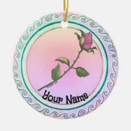 Roze Roos Keramisch Ornament