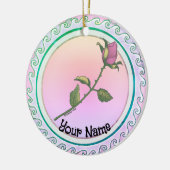 Roze Roos Keramisch Ornament (Links)