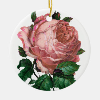 ROZE ROOS KERAMISCH ORNAMENT