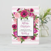 Roze Roos & Klaproos Bloemboeket Bruiloft Kaart (Staand voorkant)