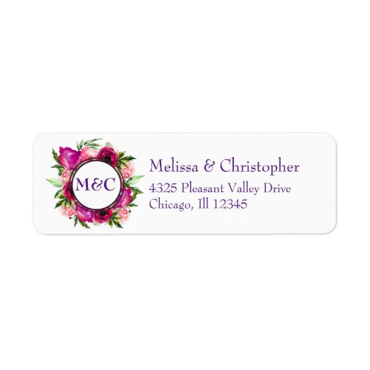 Roze roos & klaproos bloemboeket etiket (Voorkant)
