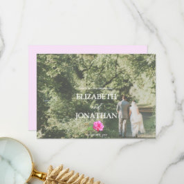 Roze Roos Klassieke Minimalistische Trouwdag Bedankkaart