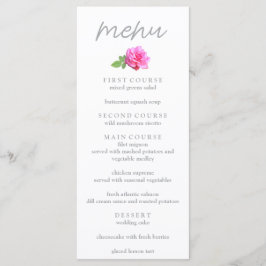 Roze Roos Klassieke Minimalistische Trouwdag Menu