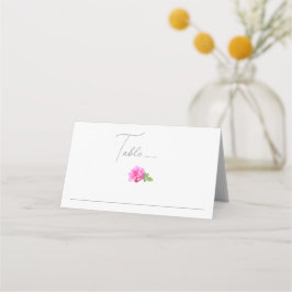 Roze Roos Klassieke Minimalistische Trouwdag Plaatskaartje
