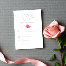 Roze Roos Klassieke Minimalistische Trouwdag RSVP Kaartje