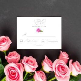 Roze Roos Klassieke Minimalistische Trouwdag RSVP Kaartje