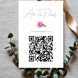 Roze Roos Klassieke Minimalistische Trouwdetails Informatiekaartje