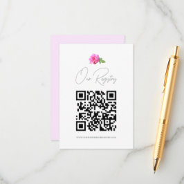 Roze Roos Klassieke Minimalistische Trouwregistrat Informatiekaartje