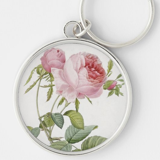 Roze roos knoopsluiting aan sleutelhanger (Voorkant)