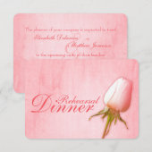 Roze roos knop bruiloft repetitie diner uitnodigin kaart (Voorkant / Achterkant)